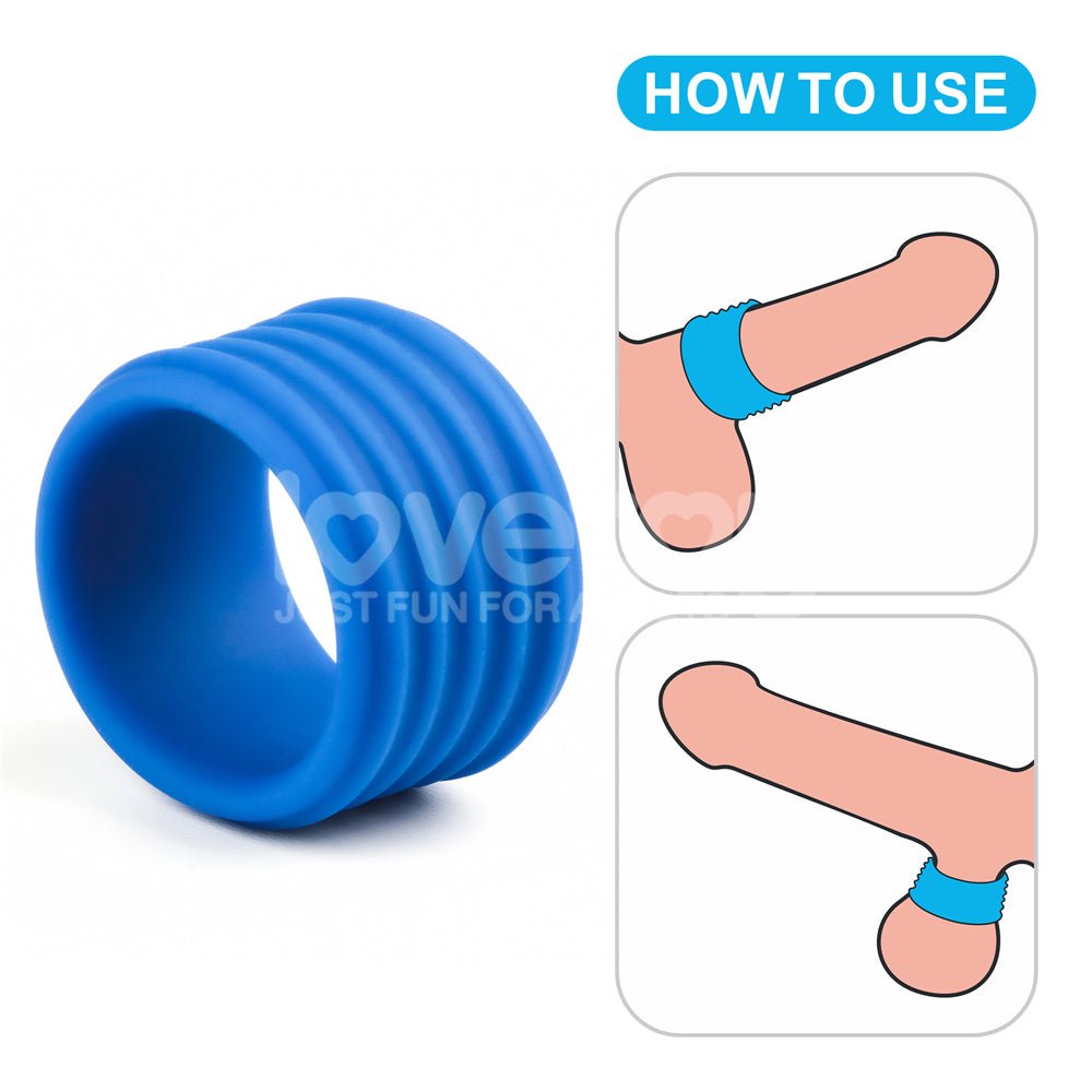 Pinnacle Pro Deep Rib Grip Cock Ring - Blue