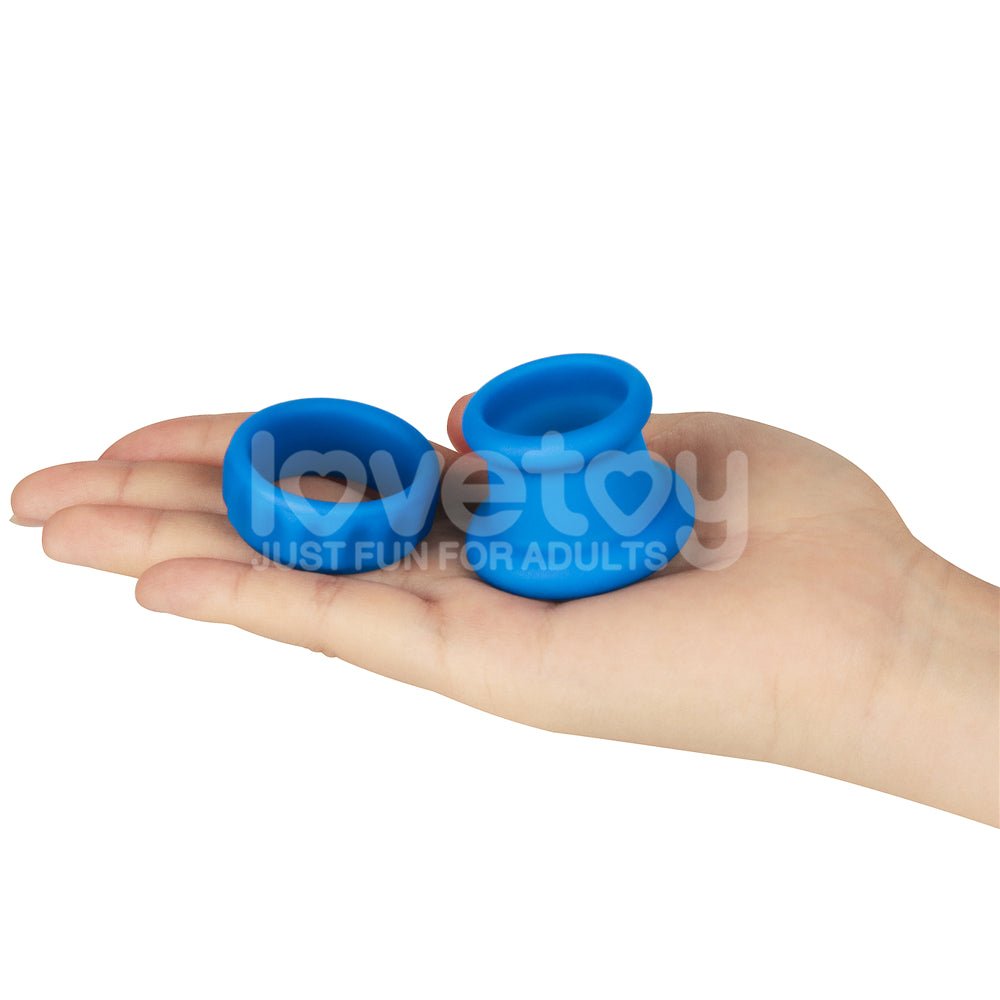 Pinnacle Pro Twin Flex Cock & Balls Ring - Blue