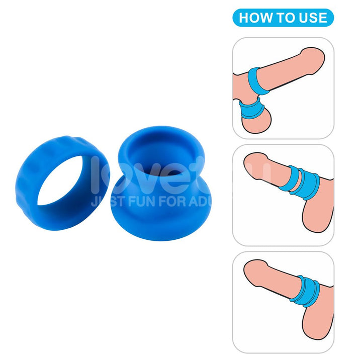 Pinnacle Pro Twin Flex Cock & Balls Ring - Blue