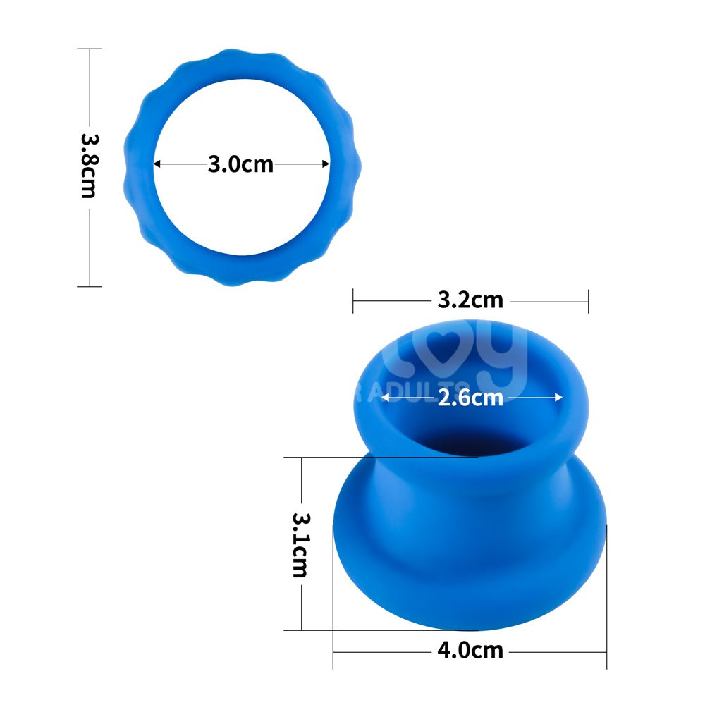 Pinnacle Pro Twin Flex Cock & Balls Ring - Blue