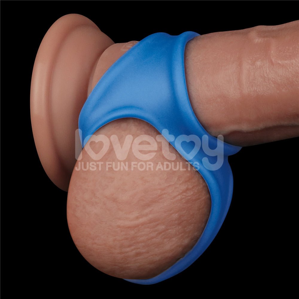 Pinnacle Pro Trio Grip Enhancer -  Cock & Balls Ring - Blue