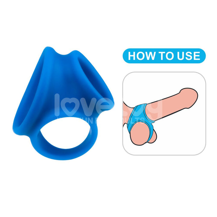 Pinnacle Pro Trio Grip Enhancer -  Cock & Balls Ring - Blue