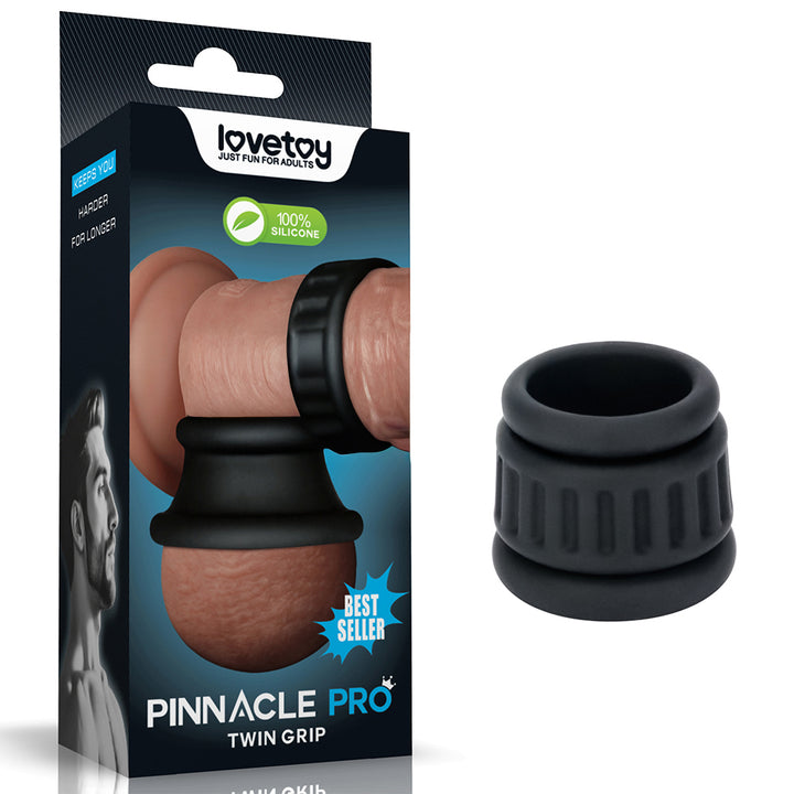 Pinnacle Pro Twin Grip Enhancer - Black Cock & Balls Ring