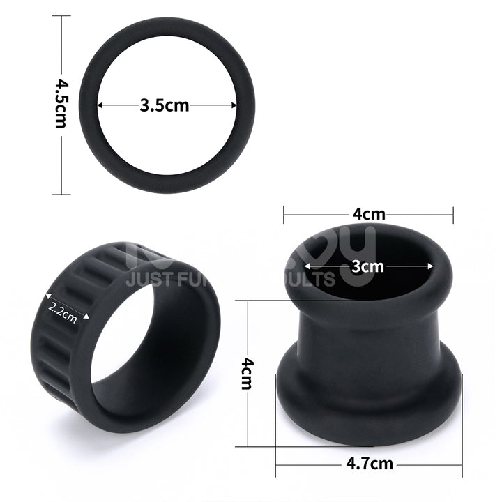 Pinnacle Pro Twin Grip Enhancer - Black Cock & Balls Ring