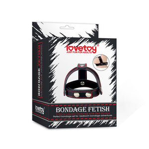 Bondage Fetish T-Style Leather Cock Ring with Ball Divider - Black