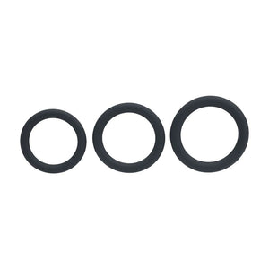 LEVELZ Classic Silicone Black Cock Ring Set - L/XL/XXL - Set of 3 Sizes