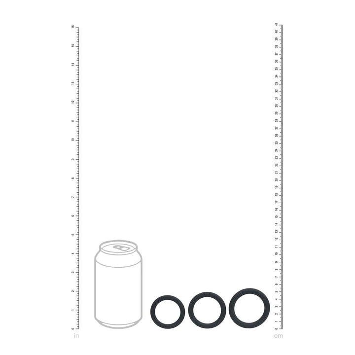 LEVELZ Classic Silicone Black Cock Ring Set - L/XL/XXL - Set of 3 Sizes