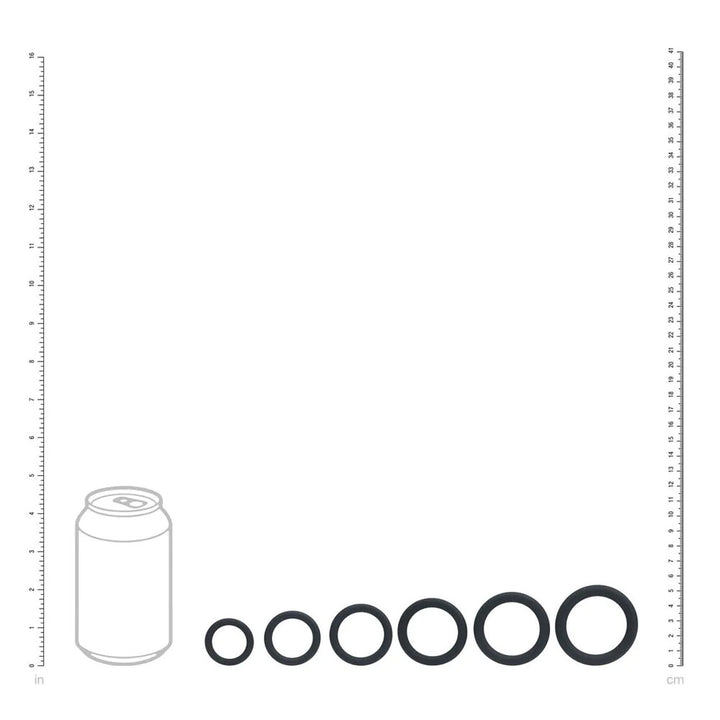 LEVELZ Classic Silicone Black Cock Ring Set - 6 Sizes