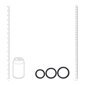 LEVELZ Wide O Silicone Black Cock Ring Set of 3 - L/XL/2X - Set of 3 Sizes