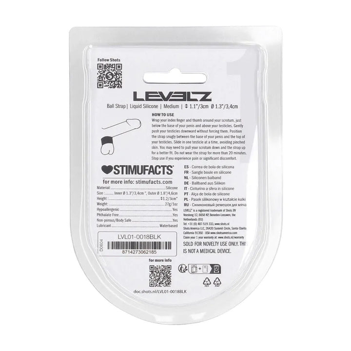 LEVELZ Liquid Silicone Ball Strap - M - Black