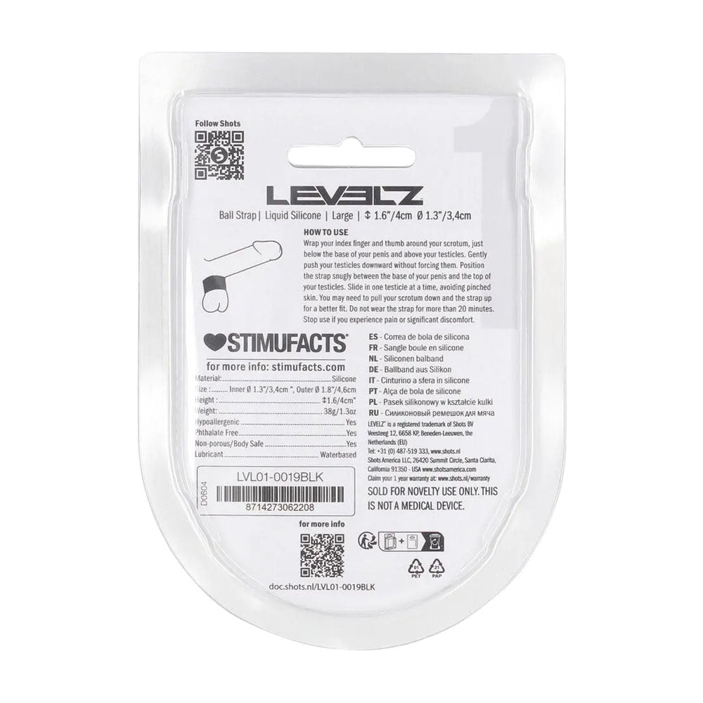 LEVELZ Liquid Silicone Ball Strap - L - Black