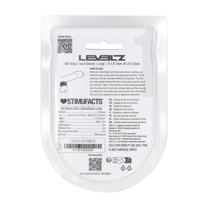 LEVELZ Liquid Silicone Ball Strap - L - Black