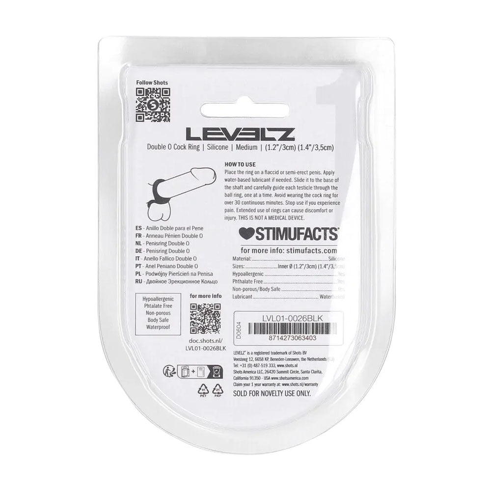 LEVELZ Double O Silicone Cock Ring - M - Black