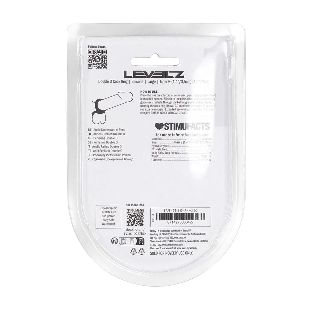 LEVELZ Double O Silicone Cock Ring - L - Black