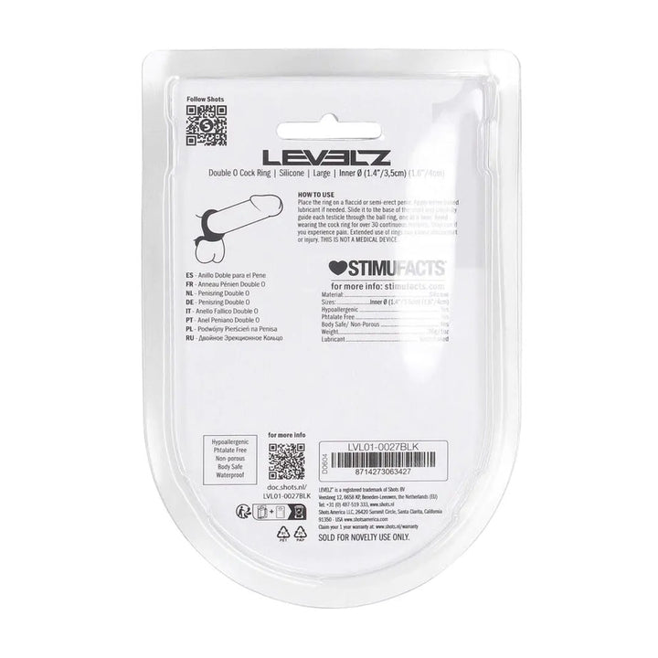 LEVELZ Double O Silicone Cock Ring - L - Black