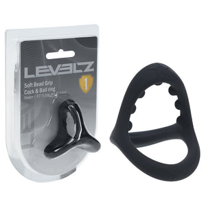 LEVELZ Soft Bead Grip Silicone - Black Cock & Balls Rings