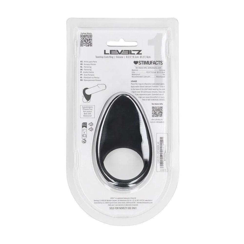 LEVELZ Teardrop Silicone Cock Ring - Black