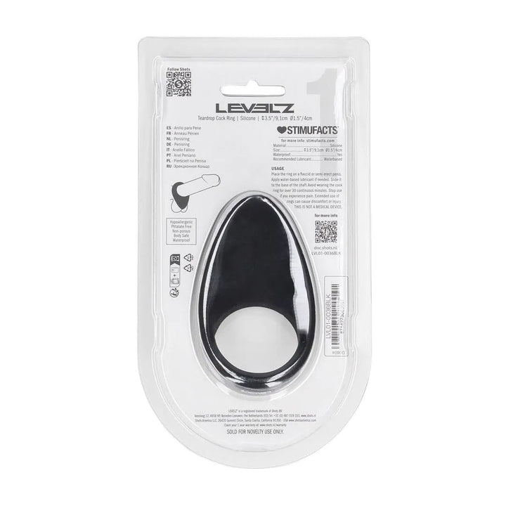 LEVELZ Teardrop Silicone Cock Ring - Black