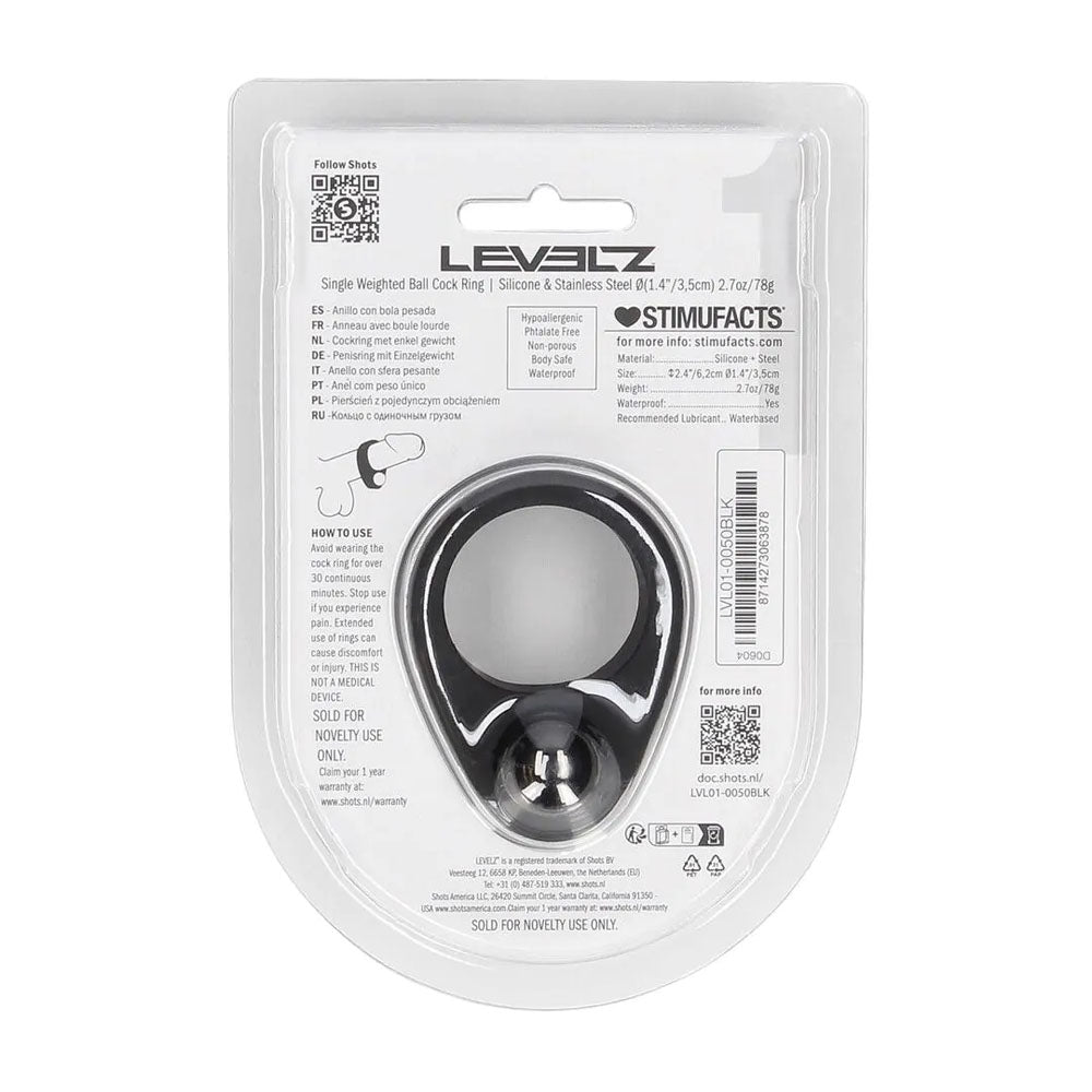 LEVELZ Single Weighted Ball Cock Ring - Black