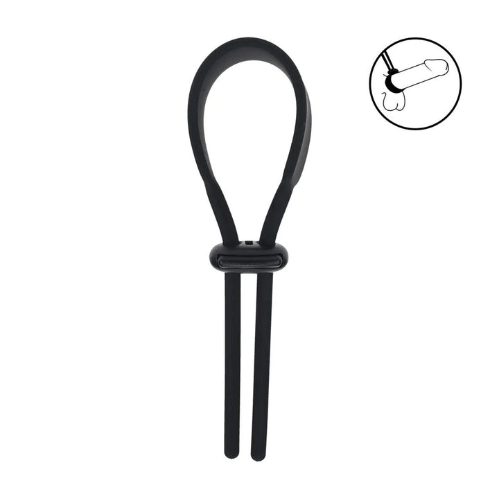 LEVELZ Wide Adjustable Silicone Lasso Cock Ring - Black