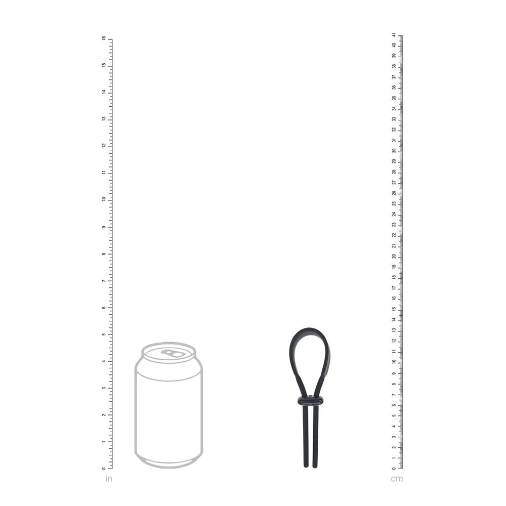 LEVELZ Wide Adjustable Silicone Lasso Cock Ring - Black