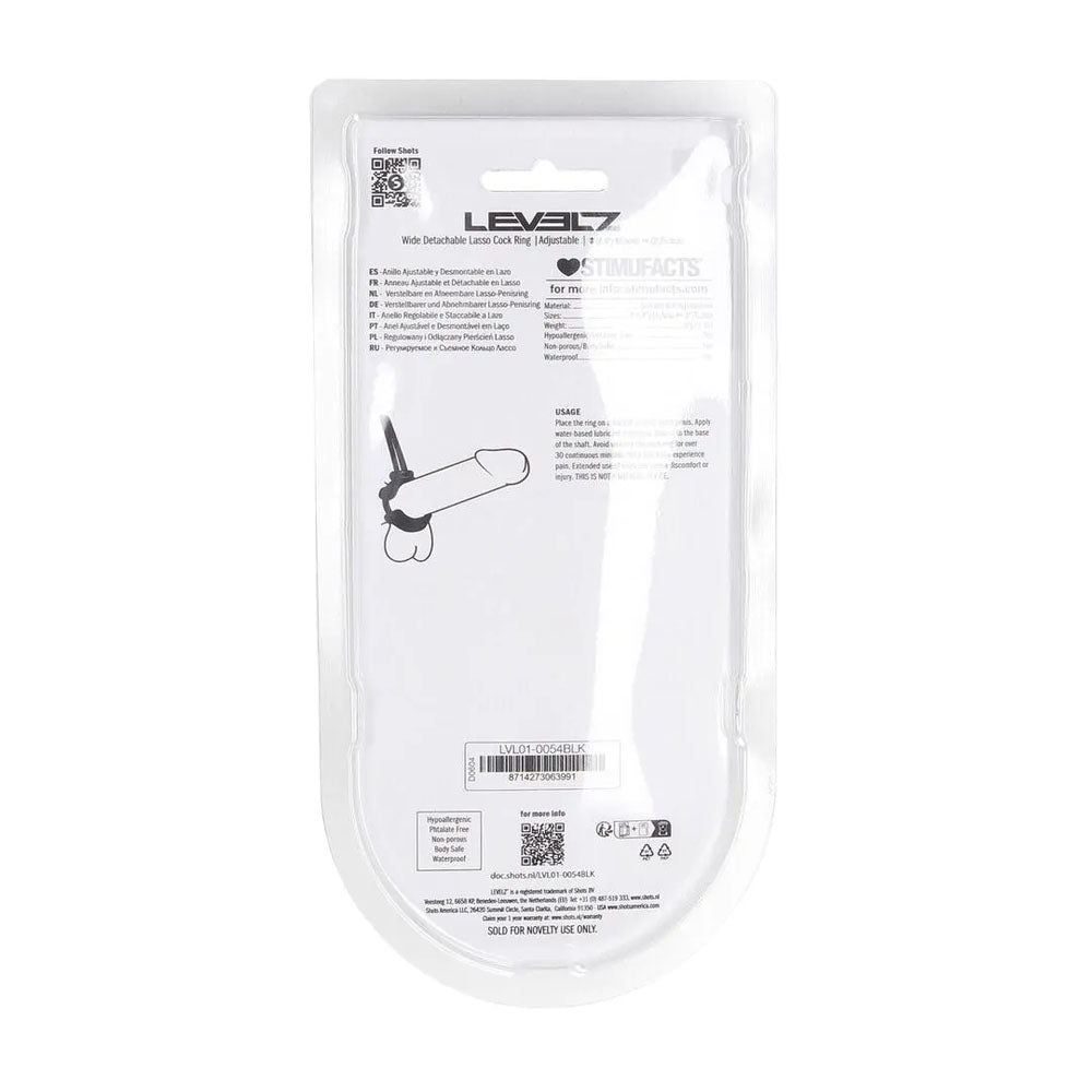 LEVELZ Wide Detachable Lasso Cock Ring - Black