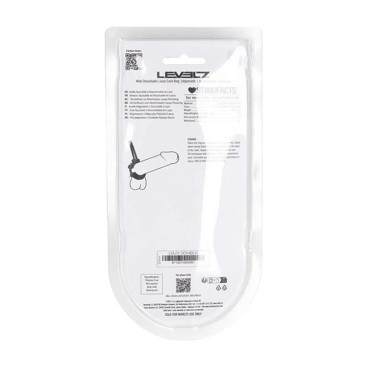 LEVELZ Wide Detachable Lasso Cock Ring - Black