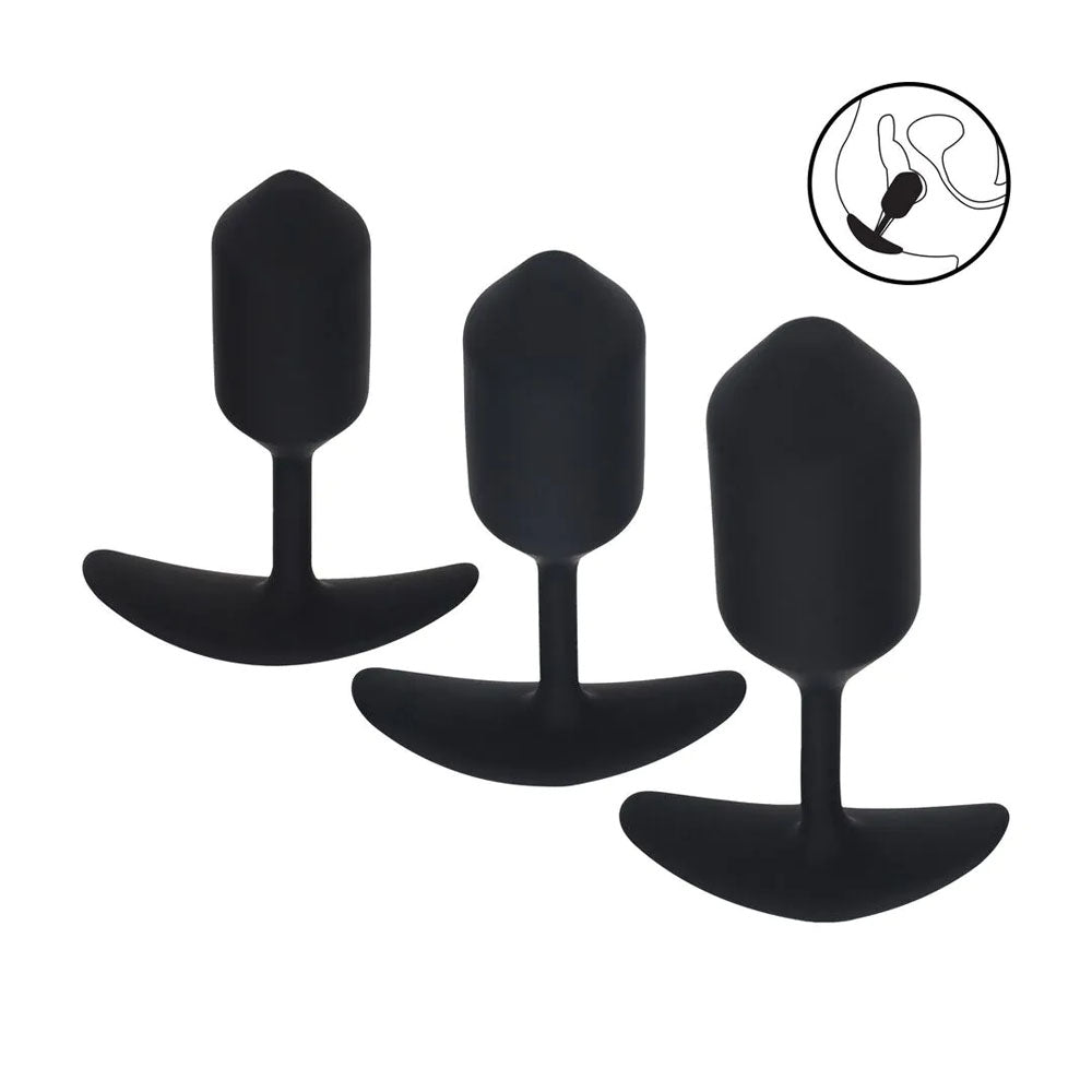 LEVELZ Silicone Weighted Anal Plug Training Set - Black - 3 Sizes