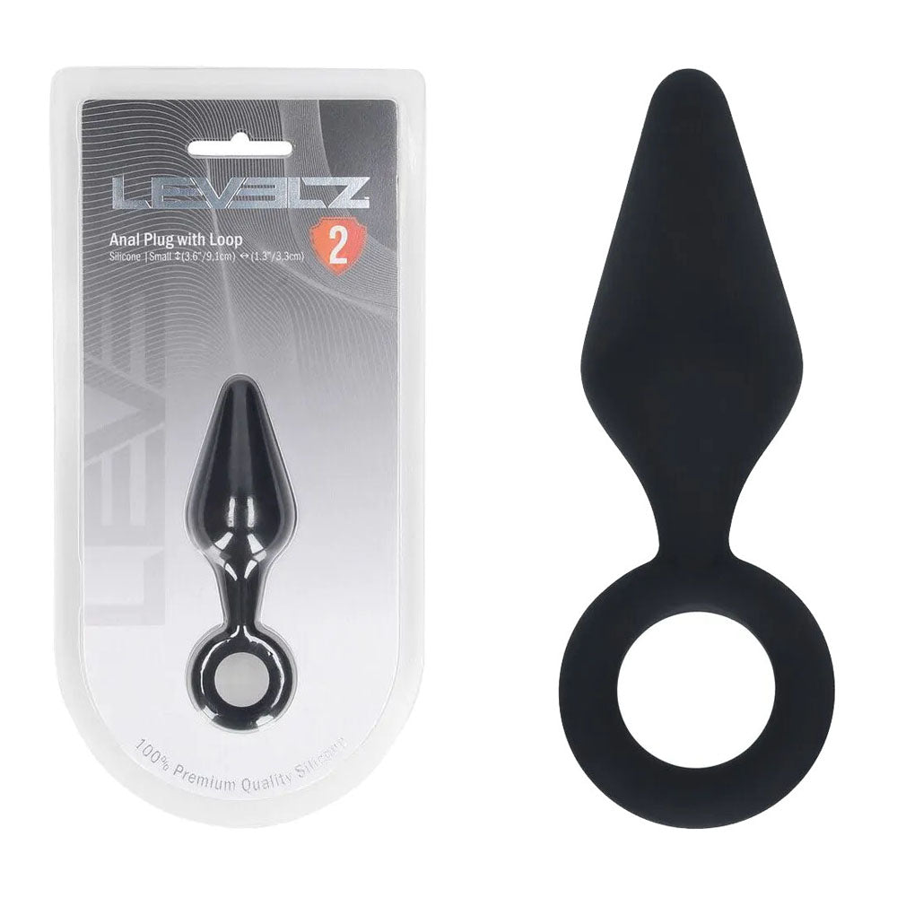 LEVELZ Silicone Anal Plug with Loop - Small - Black