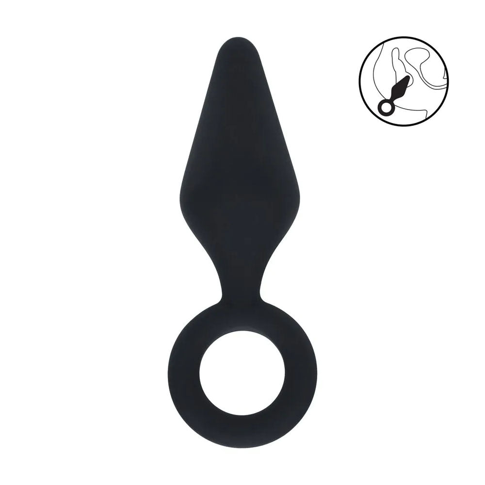 LEVELZ Silicone Anal Plug with Loop - Small - Black