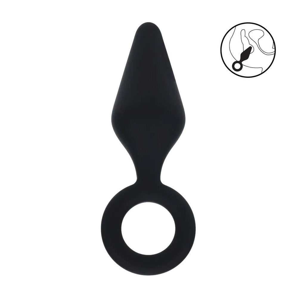 LEVELZ Silicone Anal Plug with Loop - Medium - Black
