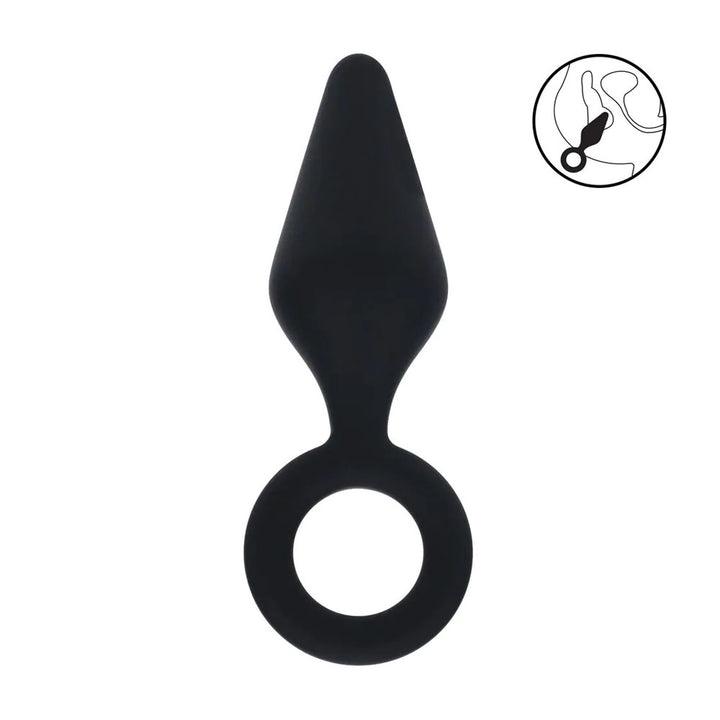 LEVELZ Silicone Anal Plug with Loop - Medium - Black