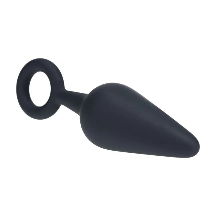 LEVELZ Silicone Anal Plug with Loop - Medium - Black