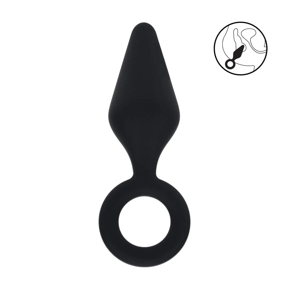 LEVELZ Silicone Anal Plug Large with Loop - Black