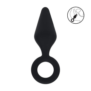 LEVELZ Silicone Anal Plug Large with Loop - Black