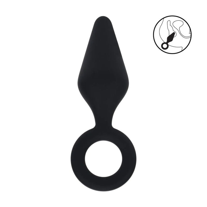 LEVELZ Silicone Anal Plug Large with Loop - Black