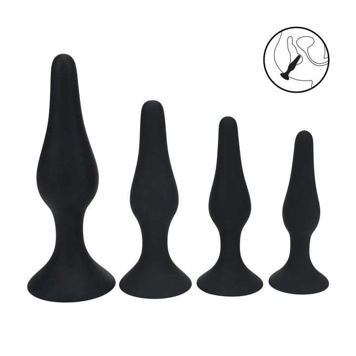 LEVELZ Slim Silicone Anal Plug Kit - Set of 4 Sizes - Black