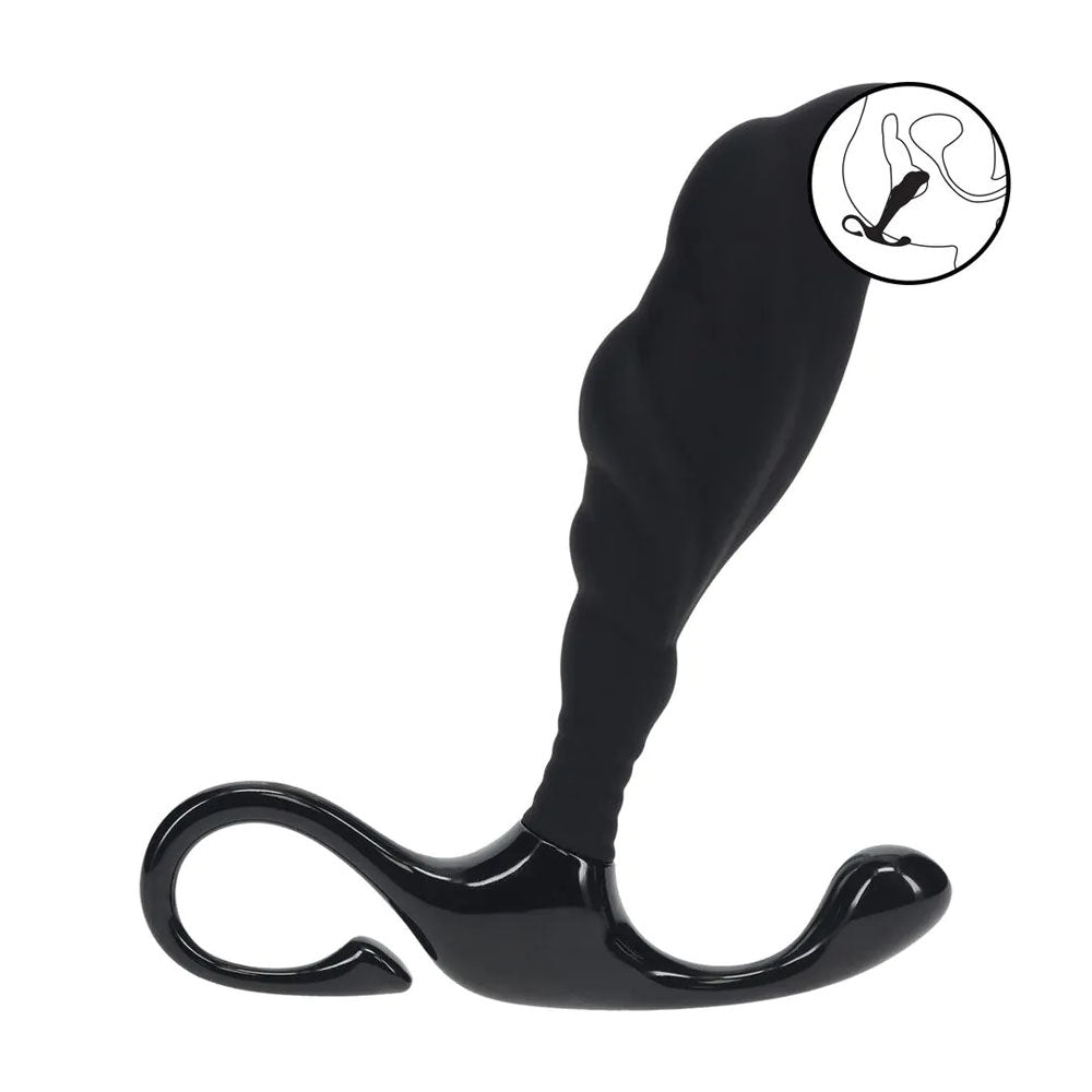 LEVELZ Rippled with Hard Loop Small Prostate Massager - Black