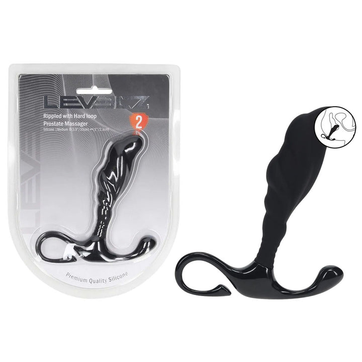 LEVELZ Rippled with Hard Loop Medium Prostate Massager - Black