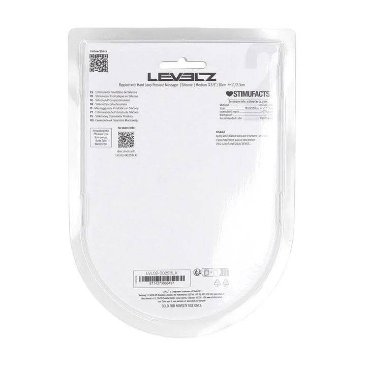 LEVELZ Rippled with Hard Loop Medium Prostate Massager - Black