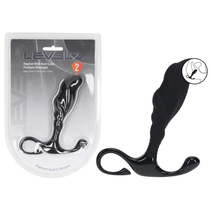 LEVELZ Rippled with Hard Loop Large Prostate Massager - Black