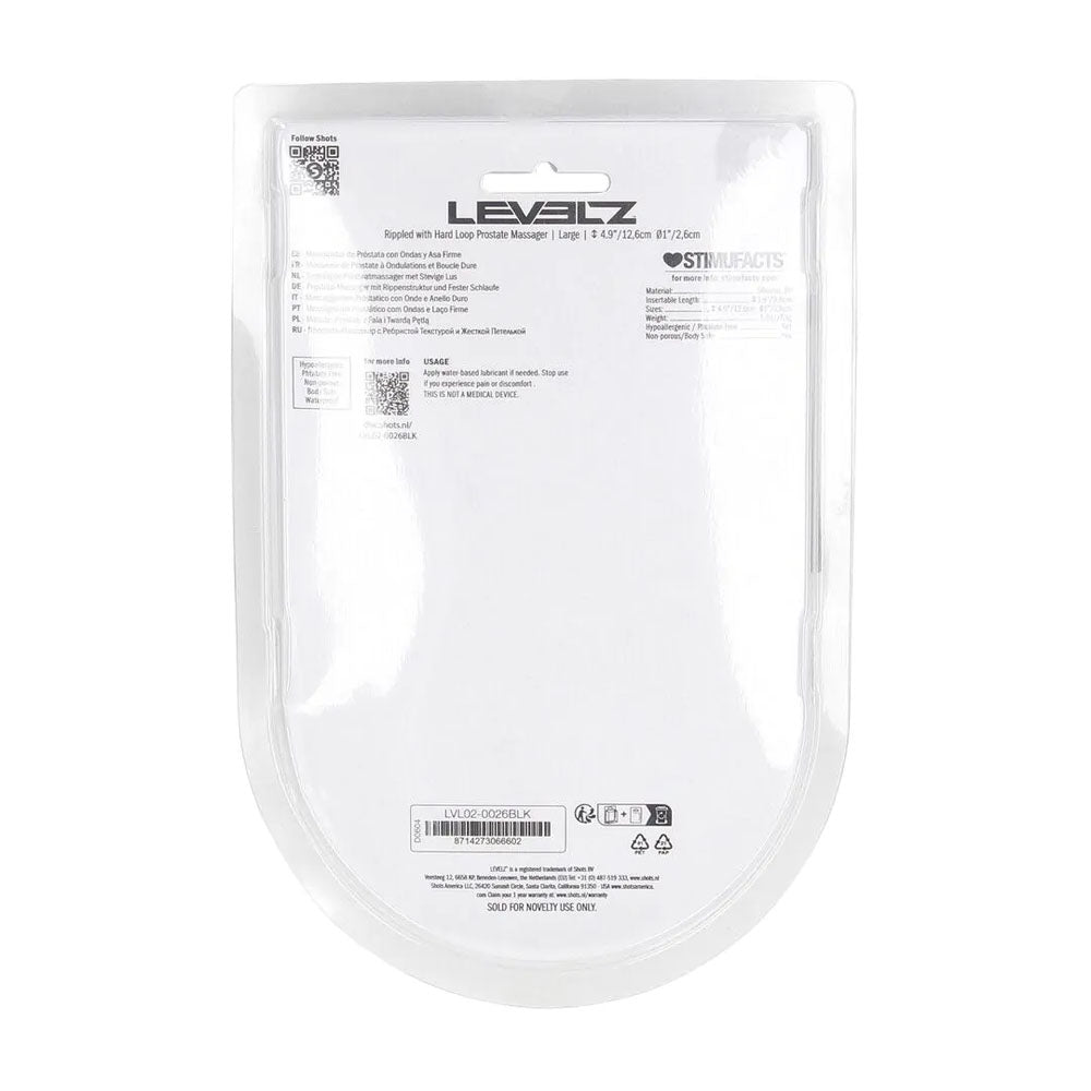 LEVELZ Rippled with Hard Loop Large Prostate Massager - Black