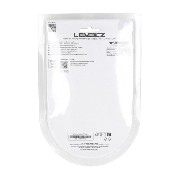 LEVELZ Rippled with Hard Loop Large Prostate Massager - Black