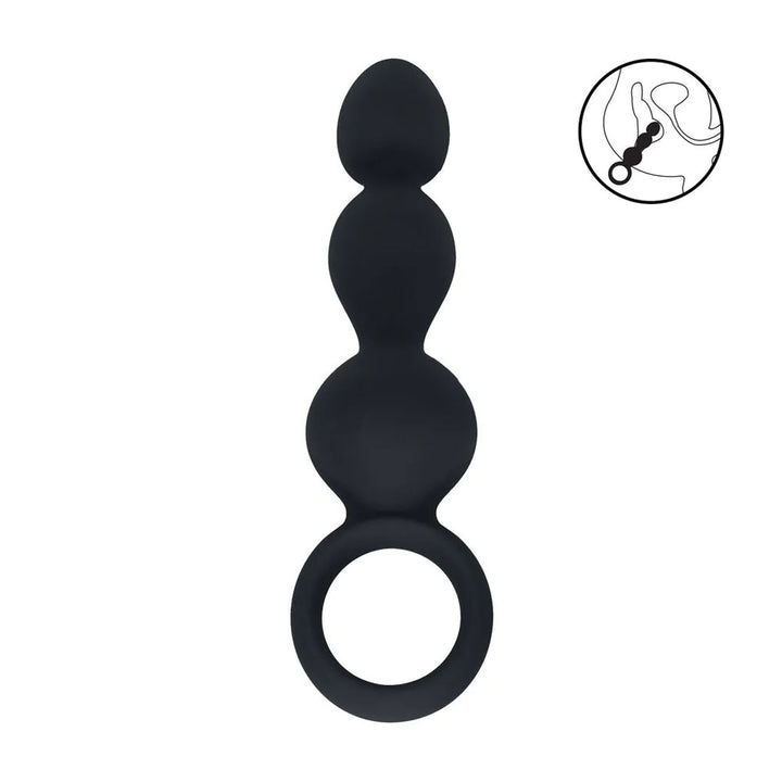 LEVELZ Beaded Silicone Anal Probe with Loop - Black