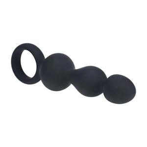 LEVELZ Beaded Silicone Anal Probe with Loop - Black