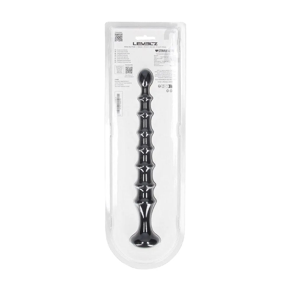 LEVELZ Ribbed Silicone Flared Anal Probe - Black