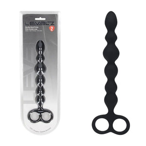 LEVELZ Beaded Silicone Anal Probe with Double Loop - Black