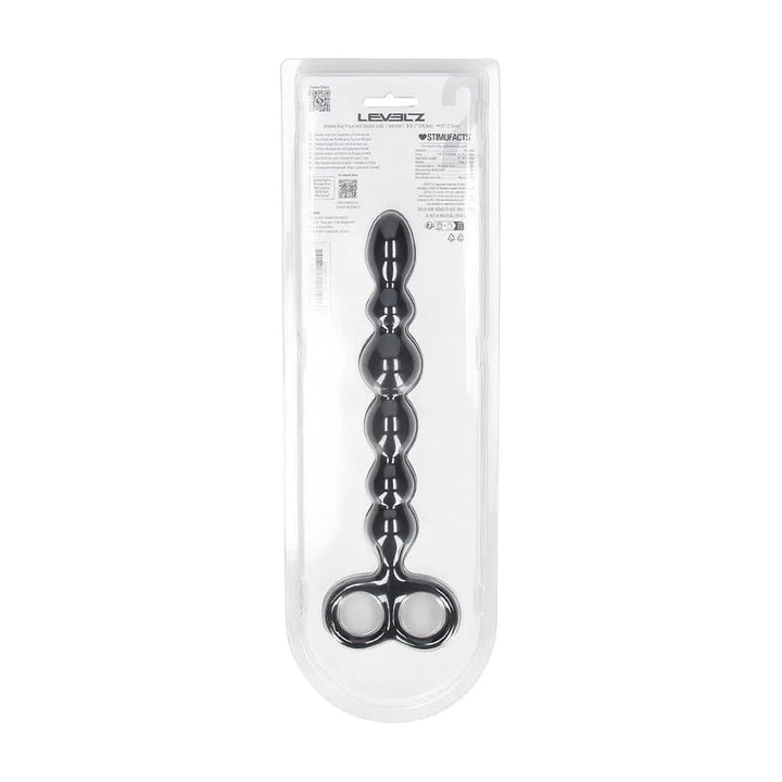 LEVELZ Beaded Silicone Anal Probe with Double Loop - Black