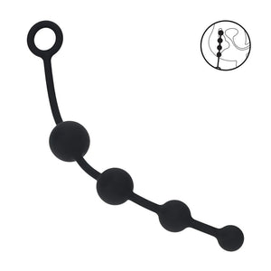 LEVELZ Curved Silicone Anal Beads - Black 