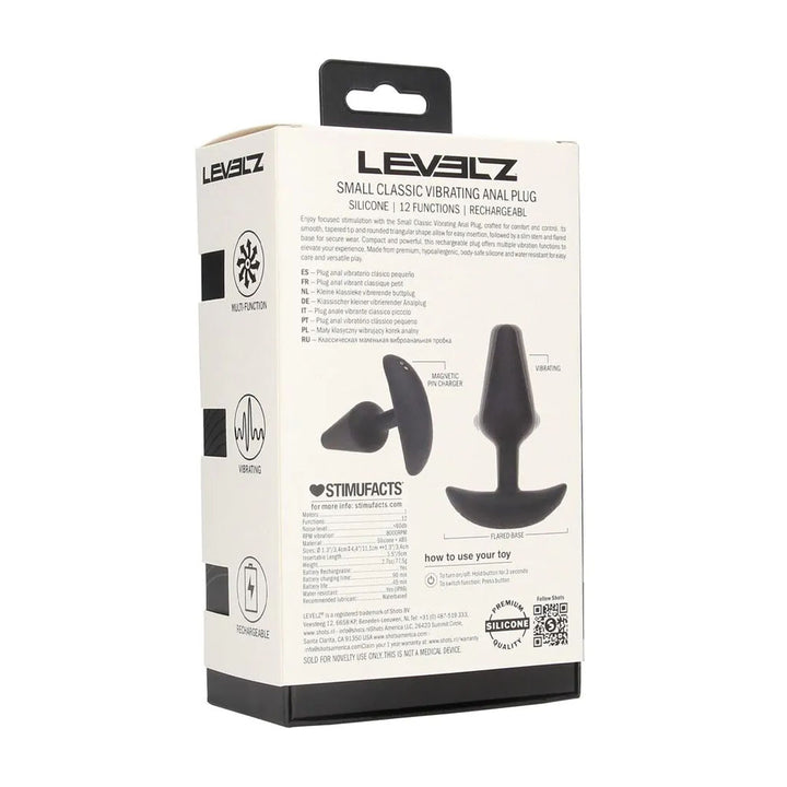 LEVELZ Classic Vibrating Small Silicone Anal Plug - Black